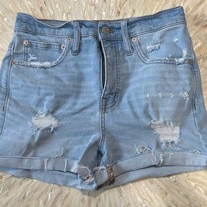 Madewell Light Blue Ripped Jean Shorts